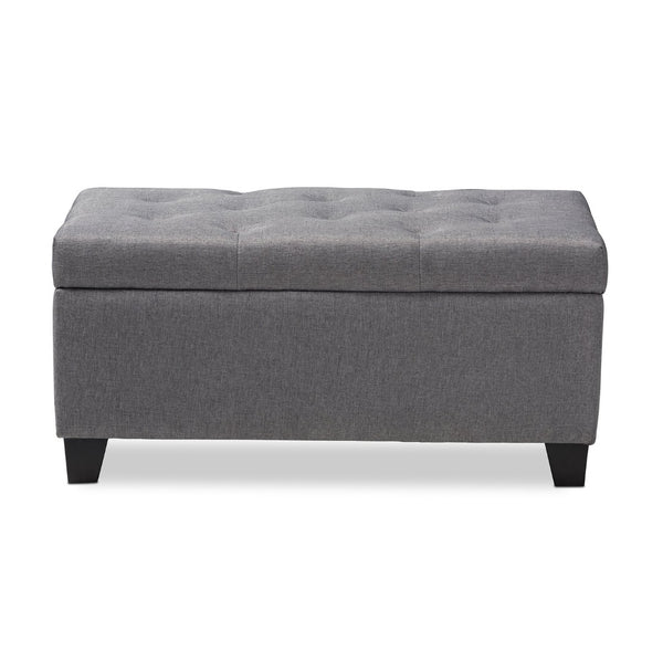 Baxton Studio Baxton Studio Modern Storage Ottoman with Button-Tufted Foam Lid for Stylish Home Organization Grey WS-20091-Grey-OTTO
