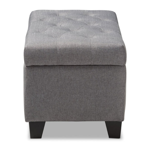 Baxton Studio Baxton Studio Modern Storage Ottoman with Button-Tufted Foam Lid for Stylish Home Organization Grey WS-20091-Grey-OTTO