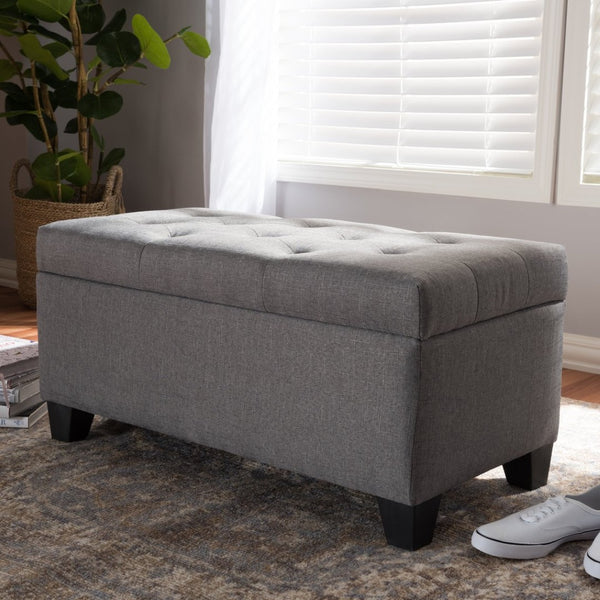 Baxton Studio Baxton Studio Modern Storage Ottoman with Button-Tufted Foam Lid for Stylish Home Organization Grey WS-20091-Grey-OTTO