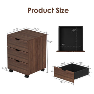 English Elm 3-drawer Rolling Wood File Cabinet with Locking Casters for Home Office Under Desk Brown T3623P434241