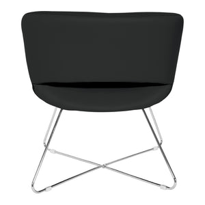 OSP Home Furnishings Faux Leather Accent Chair with Chrome Base for Modern Office or Living Room Black LRL-R107