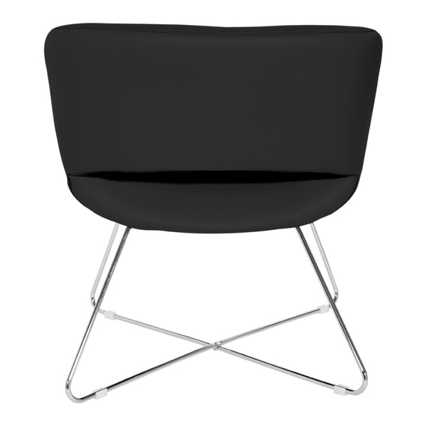 OSP Home Furnishings Faux Leather Accent Chair with Chrome Base for Modern Office or Living Room Black LRL-R107