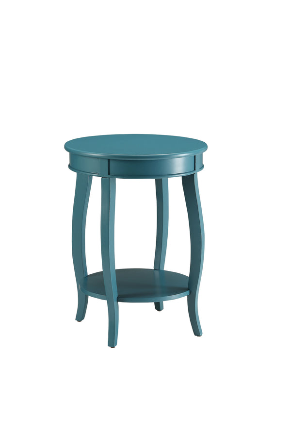 English Elm Aberta Teal Round Accent Table with Open Bottom Shelf, Wooden Cabriole Legs, 40lb Top Capacity B2726P277915