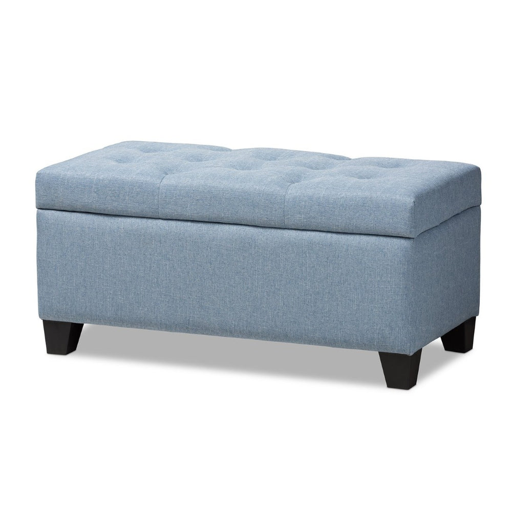 Baxton Studio Baxton Studio Light Blue Upholstered Storage Ottoman with Button-Tufted Top for Modern Spaces WS-20091-Light Blue-OTTO