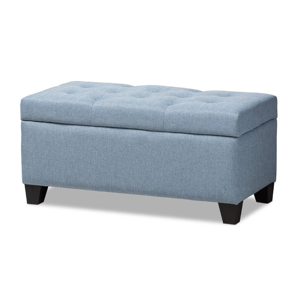 Baxton Studio Baxton Studio Light Blue Upholstered Storage Ottoman with Button-Tufted Top for Modern Spaces WS-20091-Light Blue-OTTO