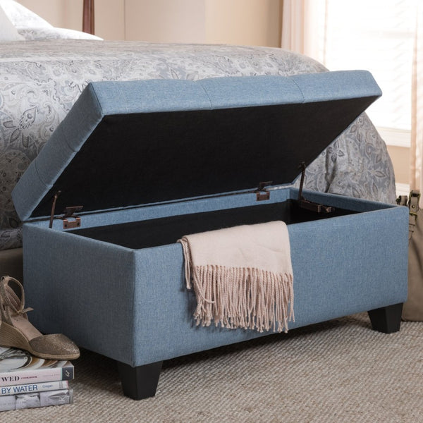 Baxton Studio Baxton Studio Light Blue Upholstered Storage Ottoman with Button-Tufted Top for Modern Spaces WS-20091-Light Blue-OTTO