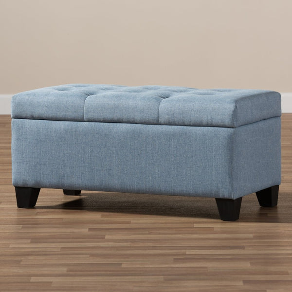 Baxton Studio Baxton Studio Light Blue Upholstered Storage Ottoman with Button-Tufted Top for Modern Spaces WS-20091-Light Blue-OTTO