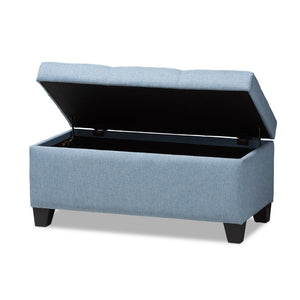 Baxton Studio Baxton Studio Light Blue Upholstered Storage Ottoman with Button-Tufted Top for Modern Spaces WS-20091-Light Blue-OTTO