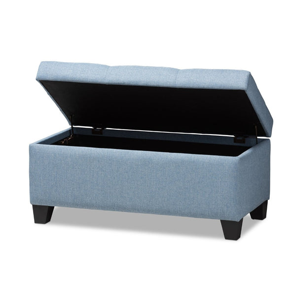 Baxton Studio Baxton Studio Light Blue Upholstered Storage Ottoman with Button-Tufted Top for Modern Spaces WS-20091-Light Blue-OTTO