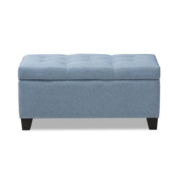 Baxton Studio Baxton Studio Light Blue Upholstered Storage Ottoman with Button-Tufted Top for Modern Spaces WS-20091-Light Blue-OTTO