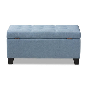Baxton Studio Baxton Studio Light Blue Upholstered Storage Ottoman with Button-Tufted Top for Modern Spaces WS-20091-Light Blue-OTTO