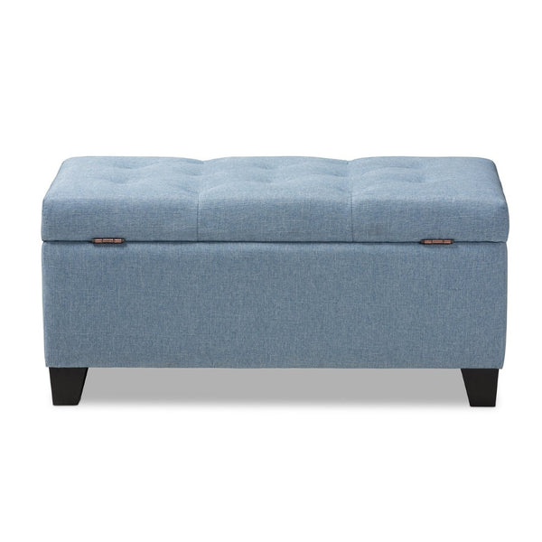 Baxton Studio Baxton Studio Light Blue Upholstered Storage Ottoman with Button-Tufted Top for Modern Spaces WS-20091-Light Blue-OTTO
