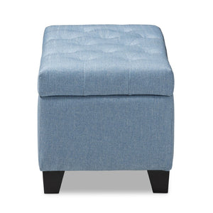 Baxton Studio Baxton Studio Light Blue Upholstered Storage Ottoman with Button-Tufted Top for Modern Spaces WS-20091-Light Blue-OTTO
