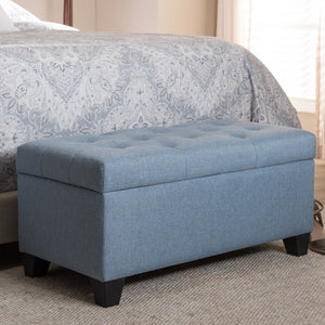 Baxton Studio Baxton Studio Light Blue Upholstered Storage Ottoman with Button-Tufted Top for Modern Spaces WS-20091-Light Blue-OTTO