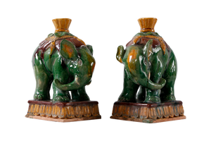 Lilys Pair Of Three Color Elephant Candle Holder 8349