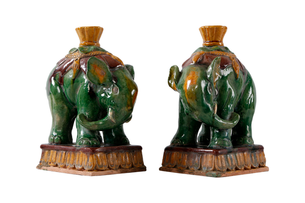 Lilys Pair Of Three Color Elephant Candle Holder 8349