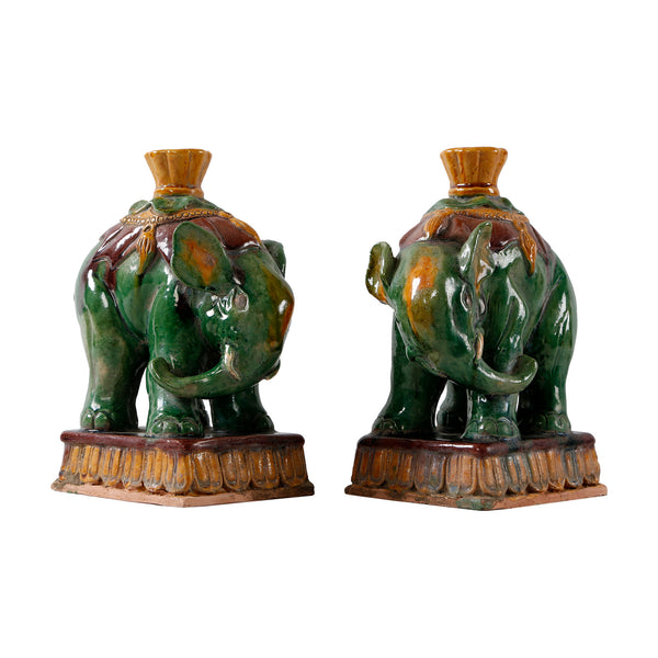 Lilys Pair Of Three Color Elephant Candle Holder 8349