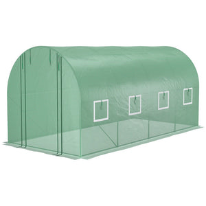 English Elm Outsunny Walk-in Hoop Greenhouse Steel Frame Pe Cover Ventilation for Year-round Growing W2225P217790