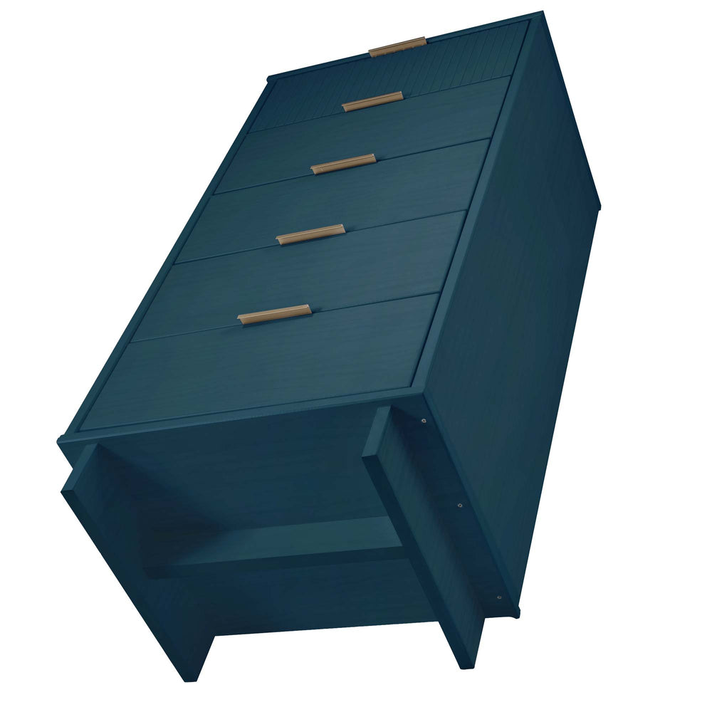English Elm Granville 24" Chest In Midnight Blue – Elegant 5-Drawer Solid Wood Storage With Luxe Gold Handles B365S00071