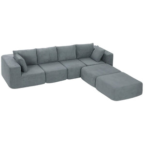 English Elm Modern Six Module U-shape Sectional Sofa with Velvet Feel Fabric for Living Rooms T3971S00105