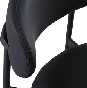 Meridian Furniture Lupita Vegan Leather Barstools with Curved Back and Metal Frame for Kitchen Island Seating Black Style B 834Black-C