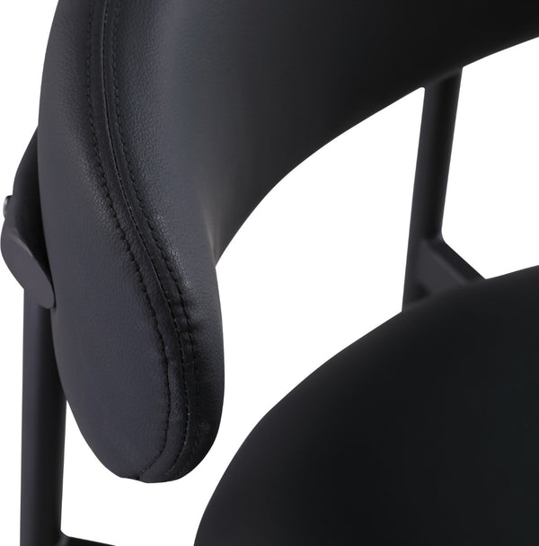 Meridian Furniture Lupita Vegan Leather Barstools with Curved Back and Metal Frame for Kitchen Island Seating Black Style B 834Black-C