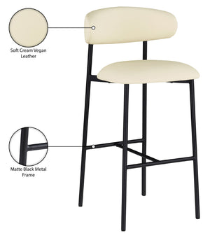 Meridian Furniture Lupita Vegan Leather Barstools with Curved Back and Metal Frame for Kitchen Island Seating Cream Style B 834Cream-C