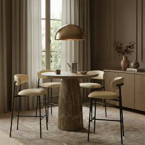 Meridian Furniture Lupita Vegan Leather Barstools with Curved Back and Metal Frame for Kitchen Island Seating Cream Style B 834Cream-C