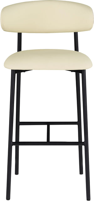 Meridian Furniture Lupita Vegan Leather Barstools with Curved Back and Metal Frame for Kitchen Island Seating Cream Style B 834Cream-C
