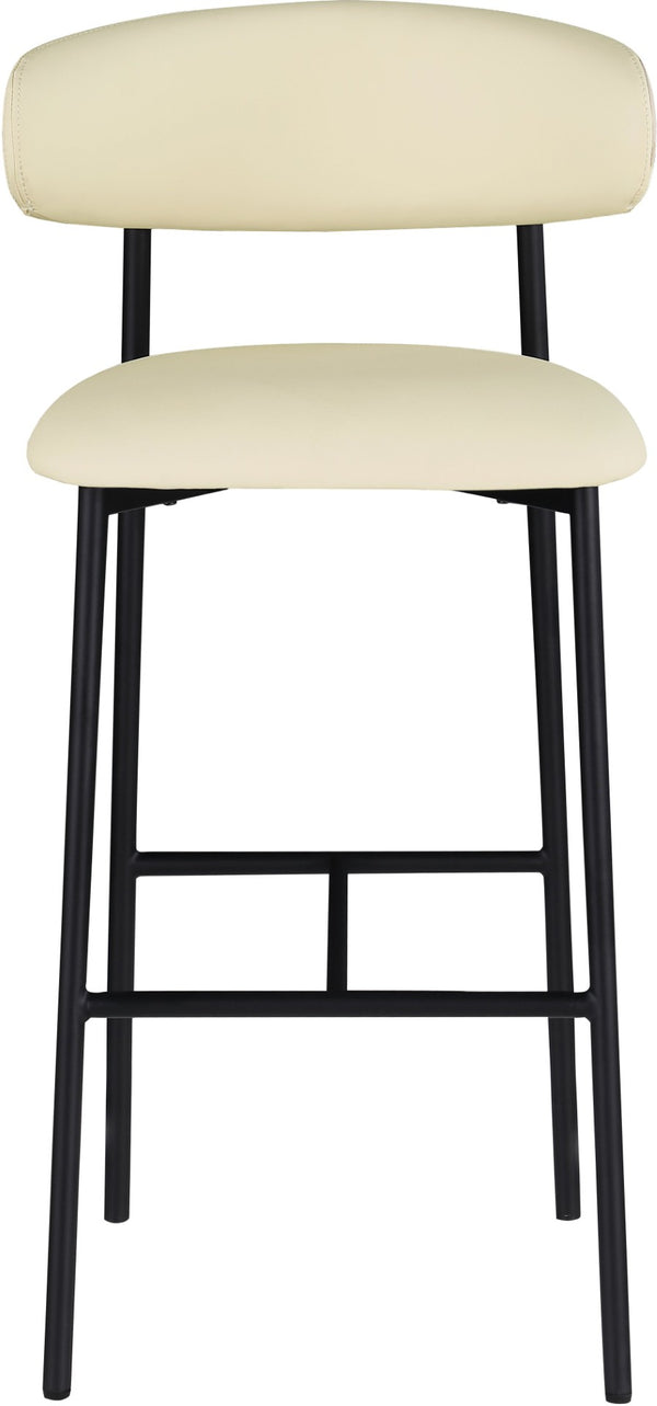 Meridian Furniture Lupita Vegan Leather Barstools with Curved Back and Metal Frame for Kitchen Island Seating Cream Style B 834Cream-C