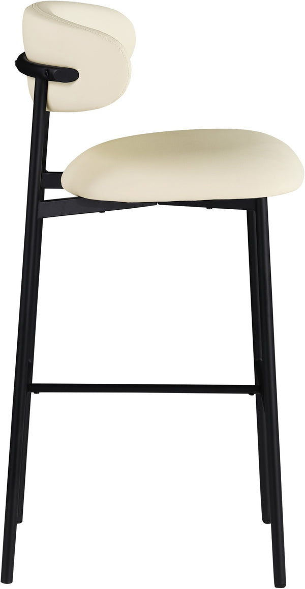 Meridian Furniture Lupita Vegan Leather Barstools with Curved Back and Metal Frame for Kitchen Island Seating Cream Style B 834Cream-C
