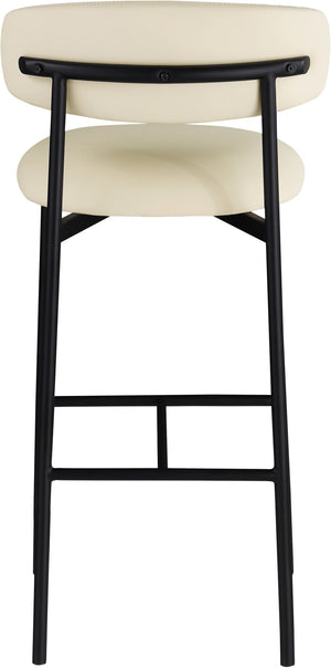 Meridian Furniture Lupita Vegan Leather Barstools with Curved Back and Metal Frame for Kitchen Island Seating Cream Style B 834Cream-C