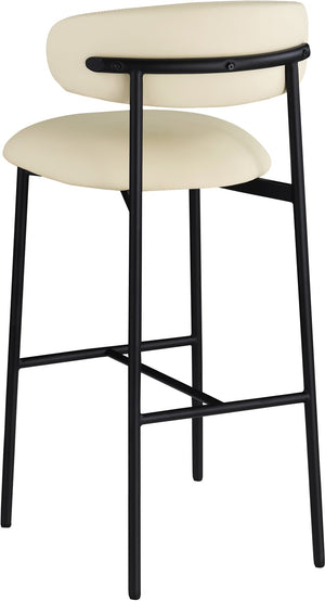 Meridian Furniture Lupita Vegan Leather Barstools with Curved Back and Metal Frame for Kitchen Island Seating Cream Style B 834Cream-C