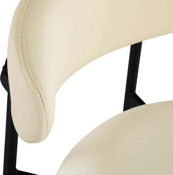 Meridian Furniture Lupita Vegan Leather Barstools with Curved Back and Metal Frame for Kitchen Island Seating Cream Style B 834Cream-C