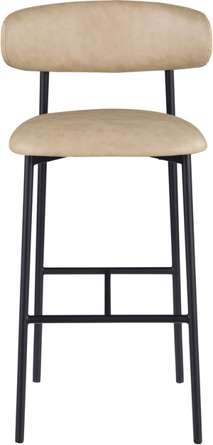Meridian Furniture Lupita Vegan Leather Barstools with Curved Back and Metal Frame for Kitchen Island Seating Tan Style B 834Tan-C