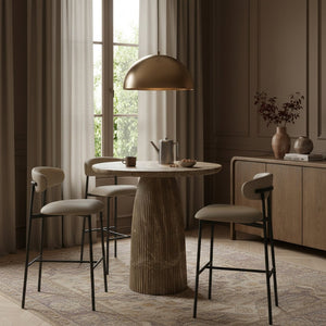 Meridian Furniture Lupita Vegan Leather Barstools with Curved Back and Metal Frame for Kitchen Island Seating Taupe Style B 834Taupe-C