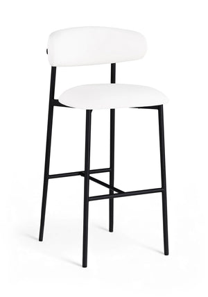 Meridian Furniture Lupita Vegan Leather Barstools with Curved Back and Metal Frame for Kitchen Island Seating White Style B 834White-C