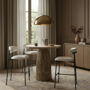 Meridian Furniture Lupita Vegan Leather Barstools with Curved Back and Metal Frame for Kitchen Island Seating White Style B 834White-C