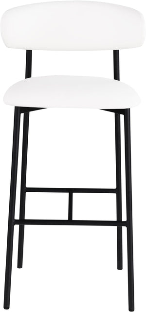 Meridian Furniture Lupita Vegan Leather Barstools with Curved Back and Metal Frame for Kitchen Island Seating White Style B 834White-C