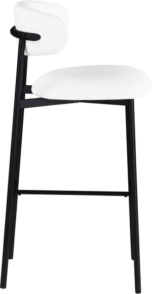 Meridian Furniture Lupita Vegan Leather Barstools with Curved Back and Metal Frame for Kitchen Island Seating White Style B 834White-C
