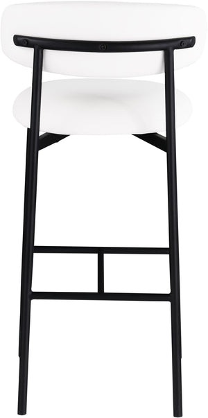 Meridian Furniture Lupita Vegan Leather Barstools with Curved Back and Metal Frame for Kitchen Island Seating White Style B 834White-C