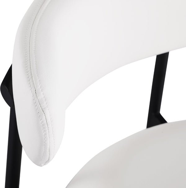 Meridian Furniture Lupita Vegan Leather Barstools with Curved Back and Metal Frame for Kitchen Island Seating White Style B 834White-C