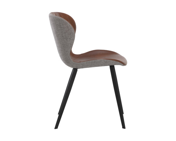 Sunpan Arabella Modern Dining Chair with Clamshell Tufting, Black Steel Legs, Stylish Comfort and Durability Bravo Cognac / November Grey