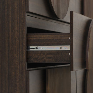 English Elm Modern Fluted 6 Drawer Dresser with Solid Wood Legs Japandi Chest for Bedroom Dark Brown N739S0000013D