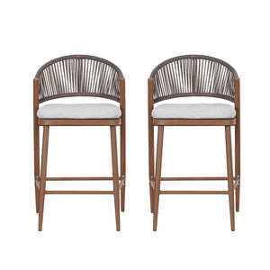 English Elm Christopher Knight Home® - Outdoor 26" Aluminum Frame Counter Stools Set Of 2 With Stylish Scallop Backrest & Cushions N772P245123T