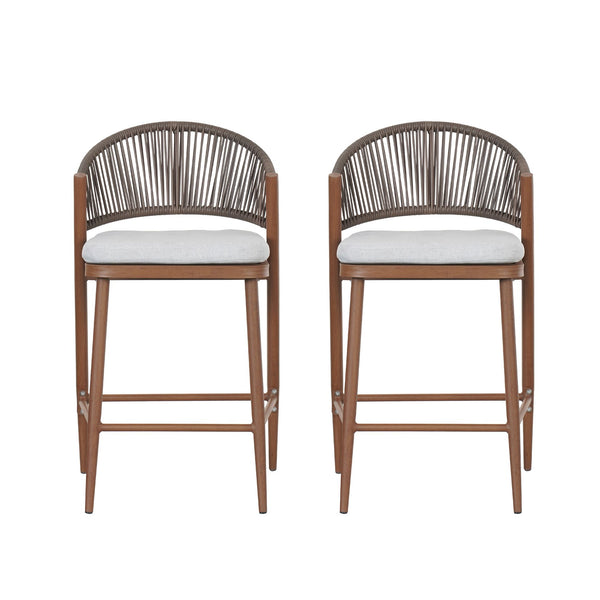 English Elm Christopher Knight Home® - Outdoor 26" Aluminum Frame Counter Stools Set Of 2 With Stylish Scallop Backrest & Cushions N772P245123T