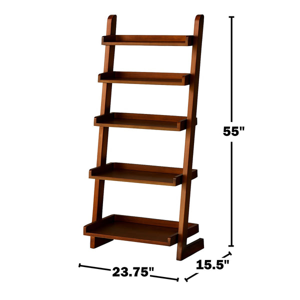 English Elm 5-Tier Ladder Bookshelf Antique Oak Finish with Five Open Shelves, Sturdy Modern Storage & Display (98) B016P356094