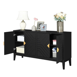 English Elm Christopher Knight Home® - 4-Door Elegant Sideboard Storage Cabinet With Gold Handles - Modern Black Design For Living & Dining N759P192449B