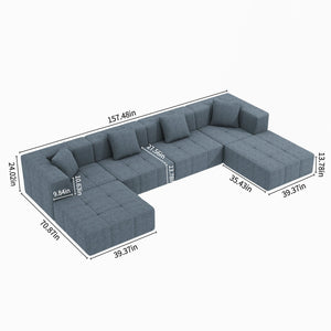 English Elm Shaped Modular Sectional Sofa 6 Seat Boneless High Density Foam Living Room Couch W1960S00016