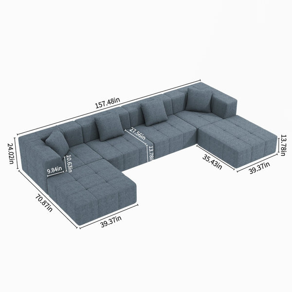 English Elm Shaped Modular Sectional Sofa 6 Seat Boneless High Density Foam Living Room Couch W1960S00016
